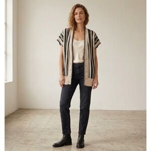 Vintage Angora Blend Striped Women's Shine And Salt Short Sleeve Sweater Vest L